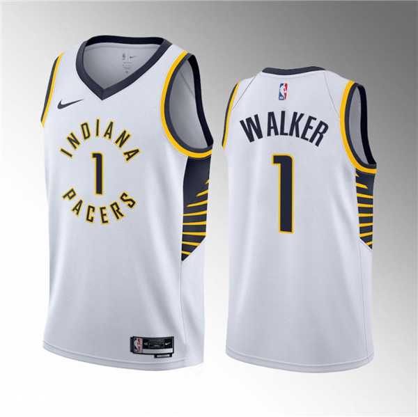Men's Indiana Pacers #1 Jarace Walker White 2023 Draft Association Edition Stitched Basketball Jersey Dzhi